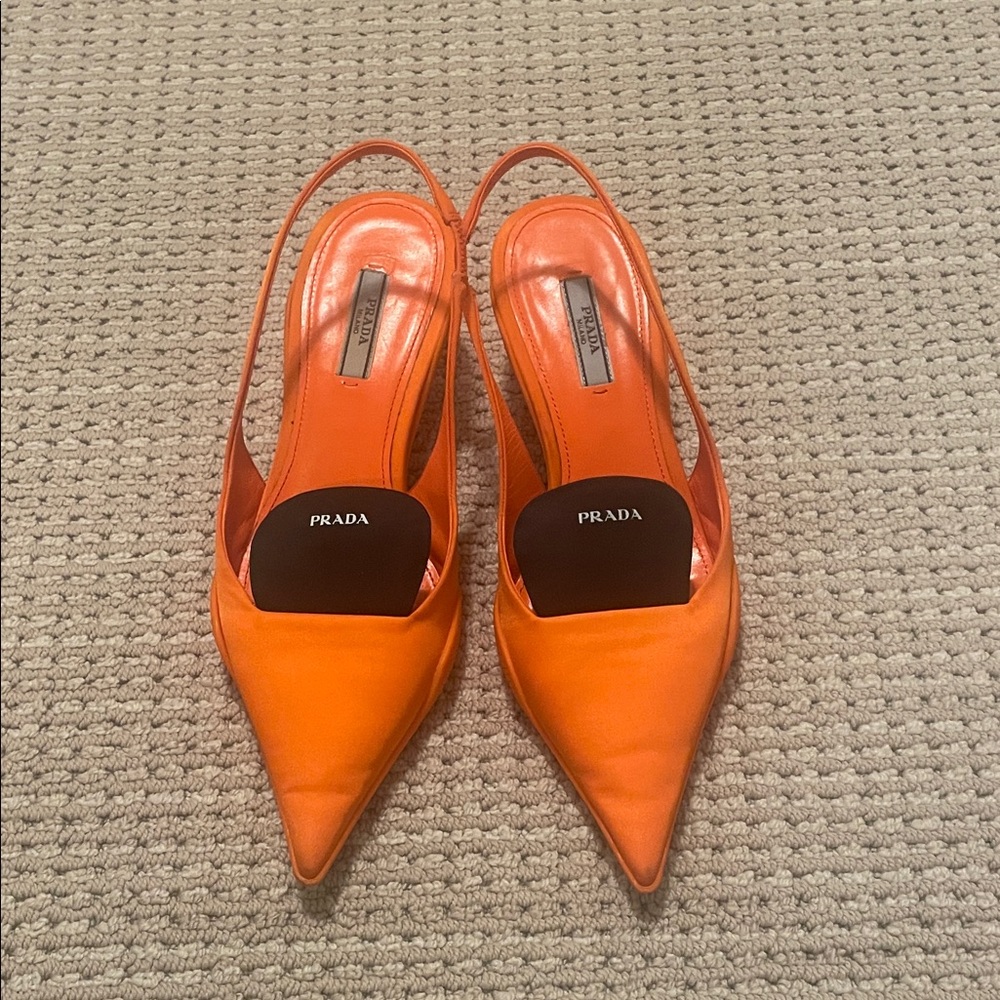 Prada Women's Vibrant Orange Slingback Heels